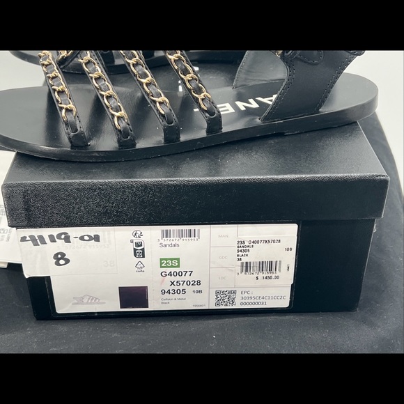 CHANEL 2023 interlocking CC logo gladiator open toe black sandals size 38 w/box - Picture 13 of 16